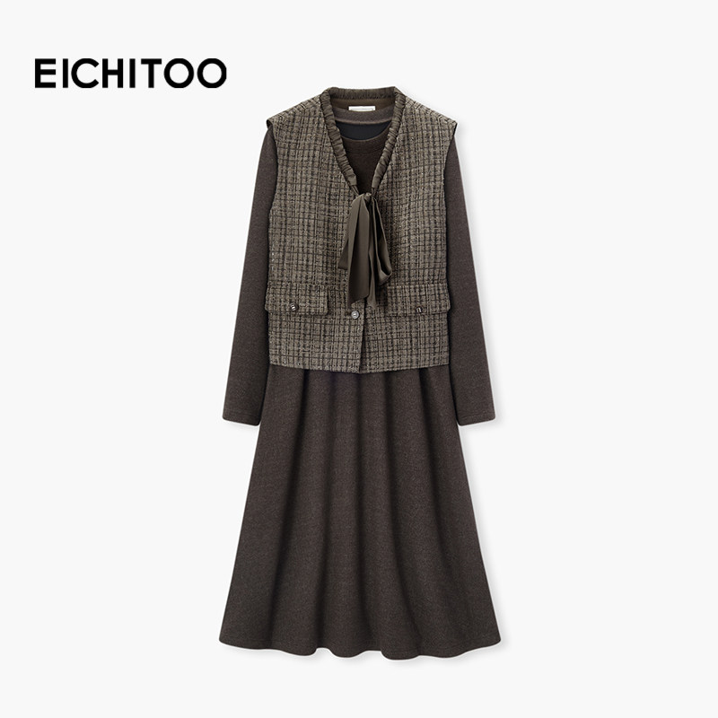 爱居兔小香风两件式连衣裙2025年冬季新款女优雅舒适长裙,女装/女士精品,连衣裙,淘宝优惠券,粉丝福利购,淘宝优惠卷