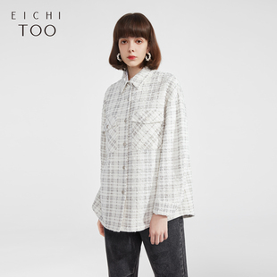 爱居兔夹克女春季 复古格纹宽松夹克外套女EWJAJ1M004A 新款