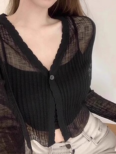 披肩短款 薄纱冰丝防晒针织开衫 搭配吊带裙外搭罩衫 女夏季 上衣 大码