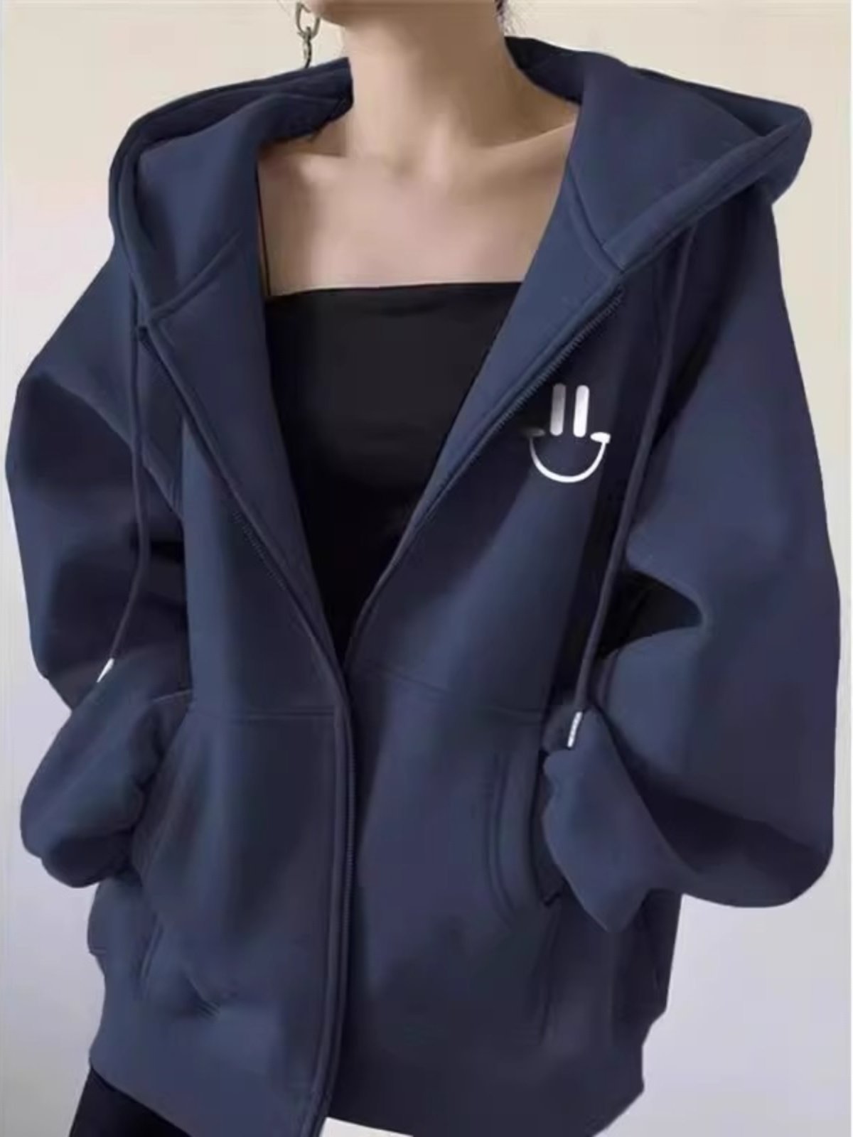 美式连帽开衫外套卫衣秋季女装2025新款大码胖MM宽松显瘦休闲上衣