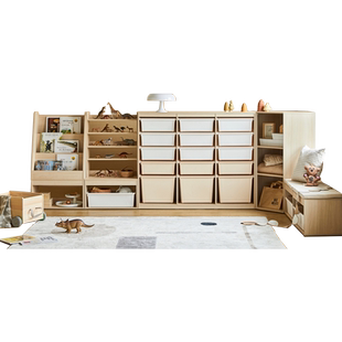 格林之语北欧ins实木儿童宝宝玩具收纳柜绘本架拐角储物书架韩国