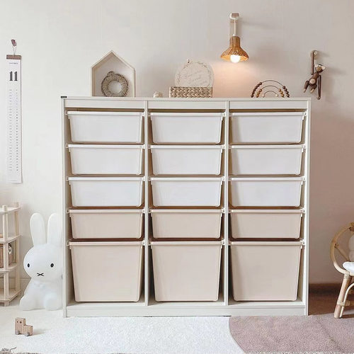 奶油风宝宝收纳柜绘本架拐角柜