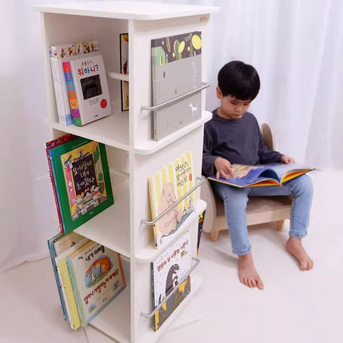 儿童实木绘本架可比熊旋转书架