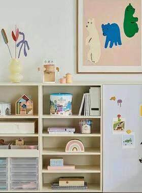 北欧ins实木环保儿童教具柜书柜绘本架子白板书架组合书桌文具柜