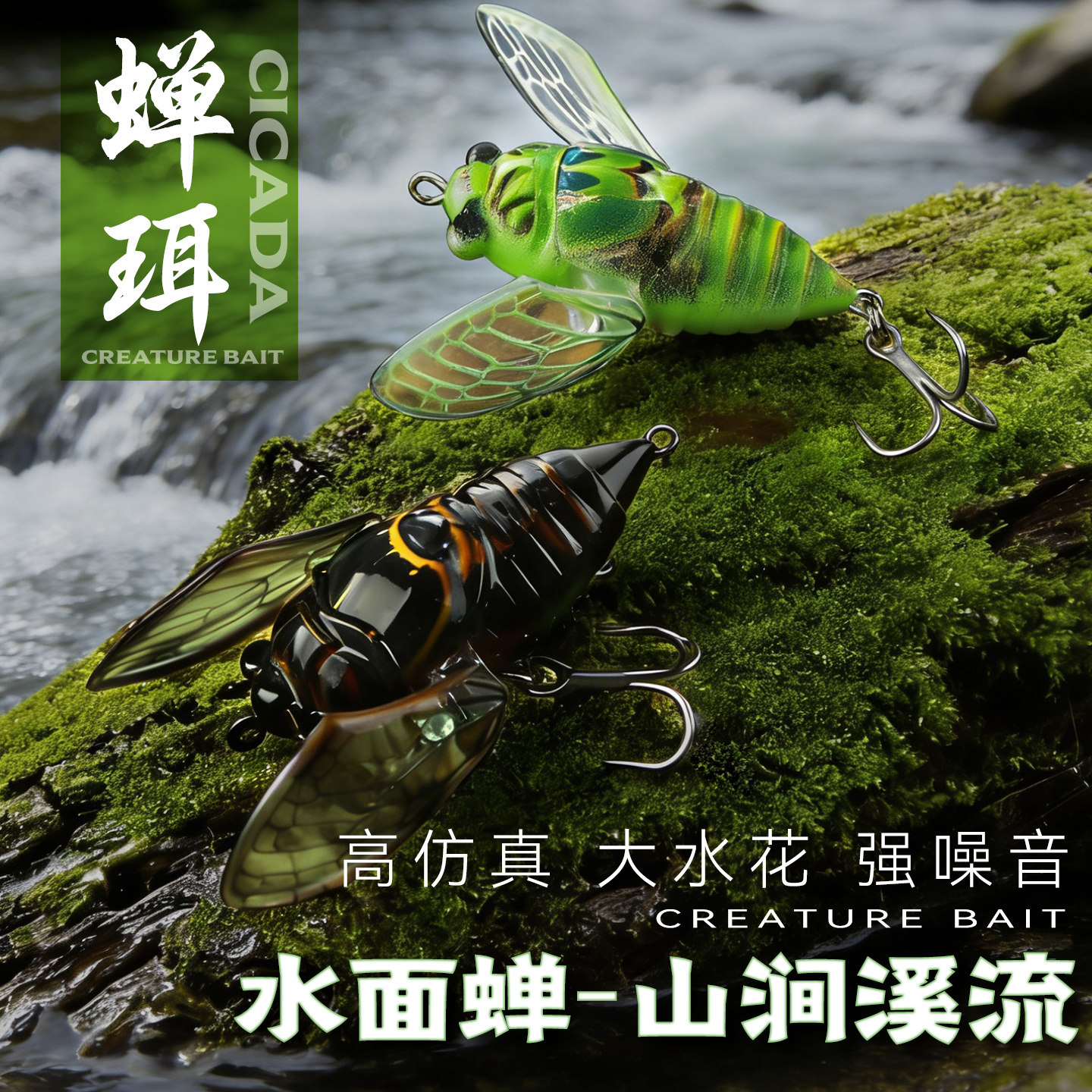 国王路亚饵水面蝉仿生饵鲈鱼翘嘴黑鱼专用浮水溪流微物水面系假饵