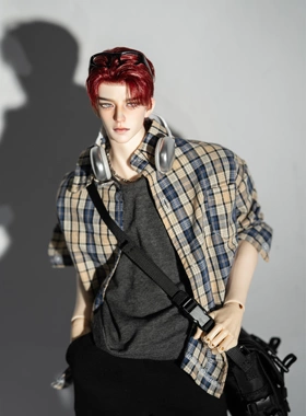 BJD娃衣格子衬衫阔腿黑裤男大穿搭3分大男75叔77叔/大四/特四衬衫