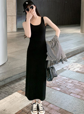 黑色背心连衣裙女夏天新款打底裙气质休闲显瘦长款吊带裙