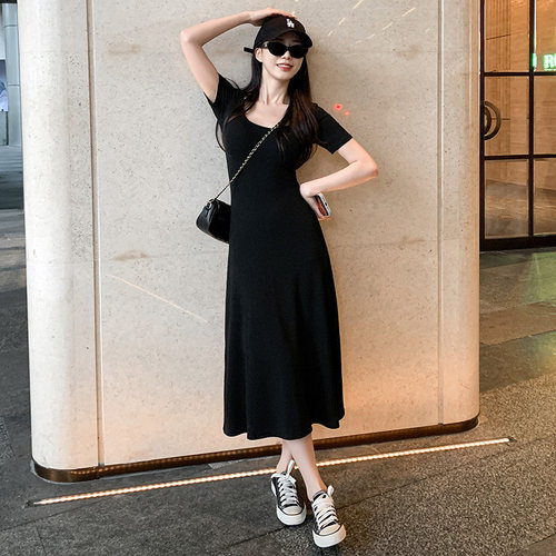 时尚慵懒显瘦a字莫代尔连衣裙