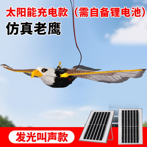太阳能仿真老鹰带声音可用锂电池