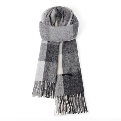 秋冬新款灰色格子围巾