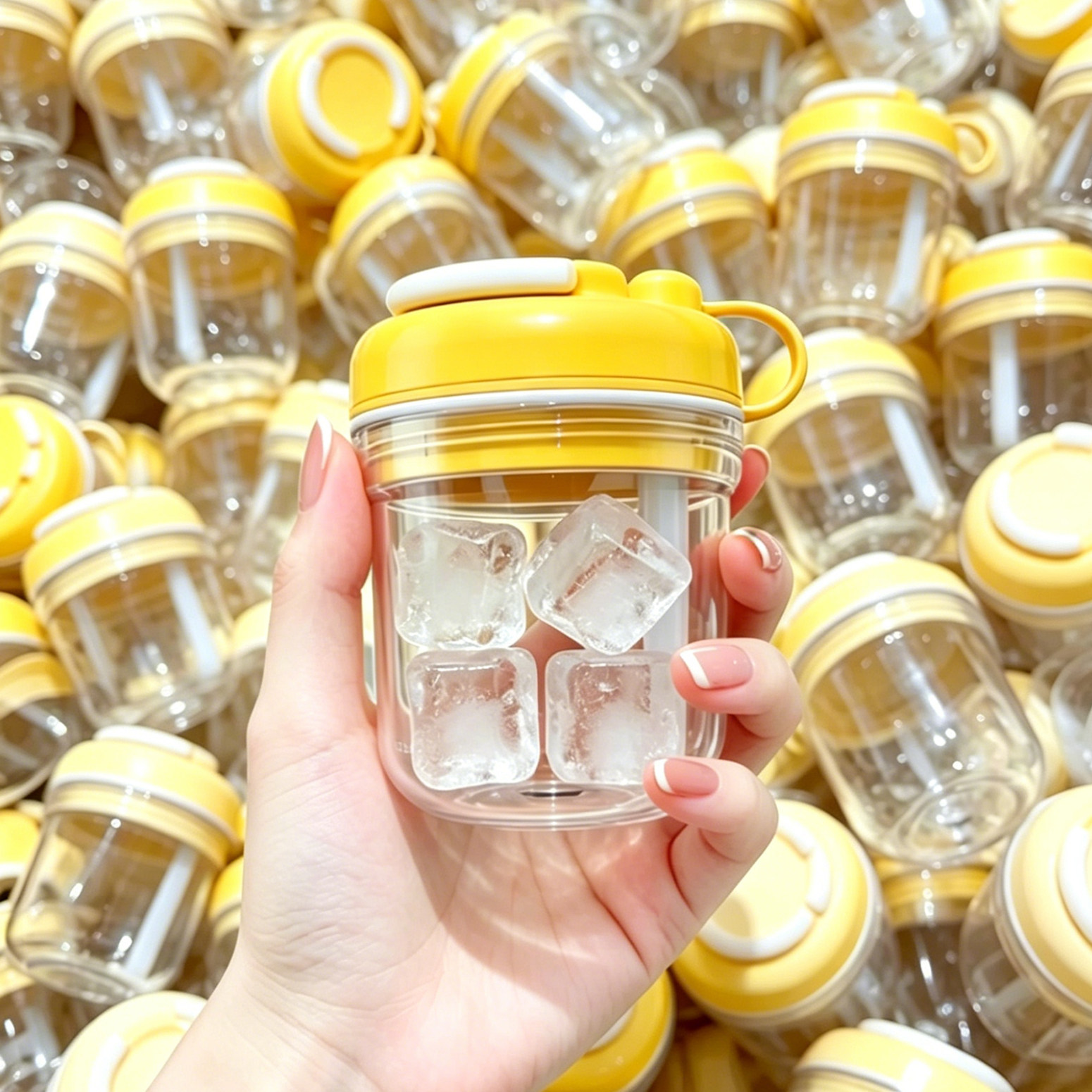 冰块随行杯冰格吸管杯水杯制冰块模具夏季随手咖啡冰杯外出密封