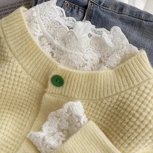 假领子百搭花边领高领蕾丝打底衫 女内搭秋冬加厚加绒网纱1219e