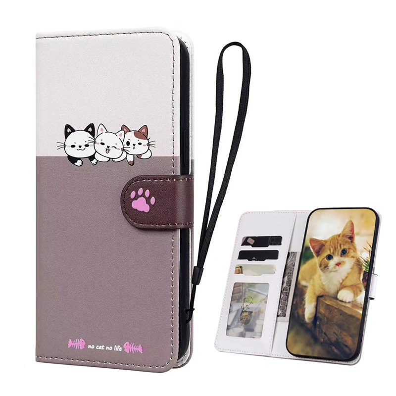 萌宠动物适用小米红米13C翻盖手机壳11t插卡皮套poco x6零钱包poco x5pro红米note13  c65全包c55拼色m6pro