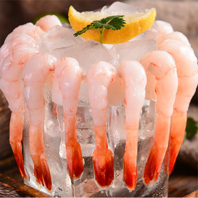 进口北极大号甜虾刺身去头去壳甜虾即食寿司甜虾三文鱼刺身30尾