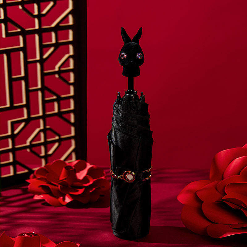 弗古fugu雨伞女晴雨两用太阳伞防晒防紫外线遮阳折叠伞苏绣手工伞