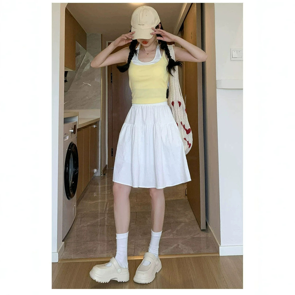 新款韩系少女半身裙百搭显瘦女夏季短裙2026a字可爱半裙五分伞裙