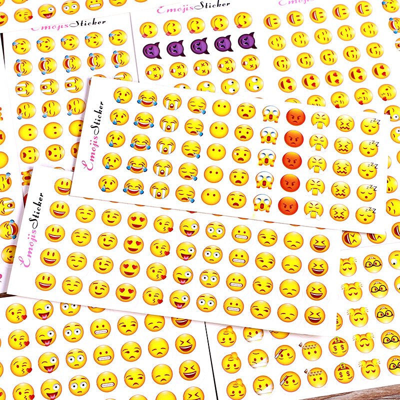 12张 emoji苹果表情贴纸diy手工影集配件 横版鬼脸哭笑迷你表情