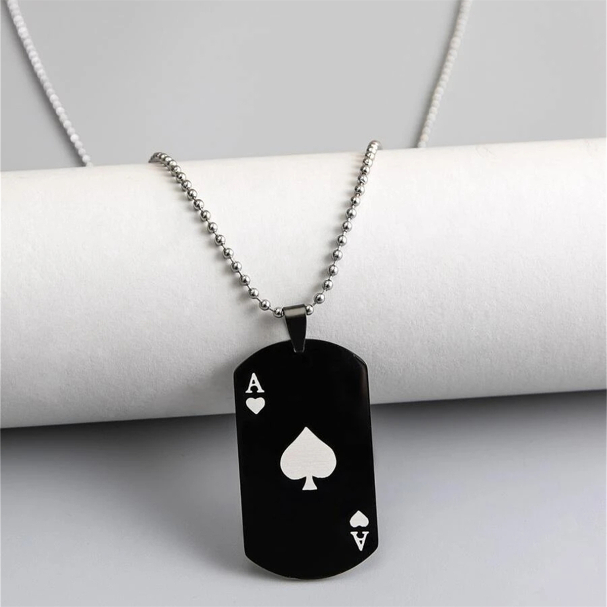 Playing Card Ace of Spades Heart Pendant Necklace  Necklaces