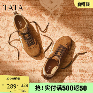TATA他她男鞋2025冬季新款百搭休闲鞋复古厚底系带鞋子PGM01CM5