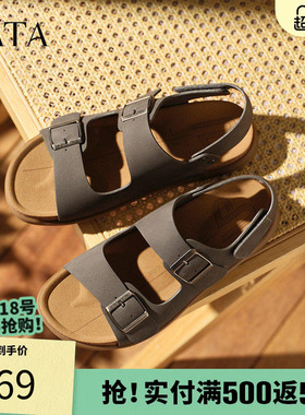 TATA他她复古休闲凉鞋男鞋子真皮运动沙滩凉鞋夏季新款AAB02BL5