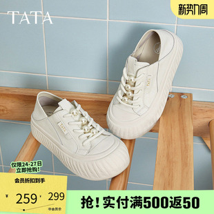 春季 女款 新款 透气板鞋 子CT701BM5 TATA他她薄款 女通勤休闲鞋 小白鞋