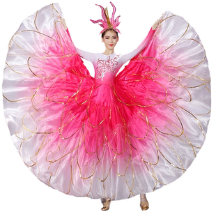 新款女大气开场舞大摆裙舞蹈服演出服表演服现代民族歌伴舞台长裙