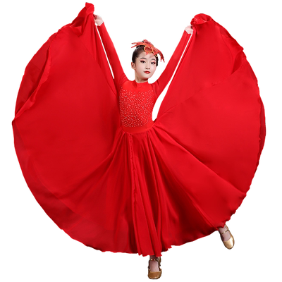 雪纺儿童演出服装女开场舞大摆裙