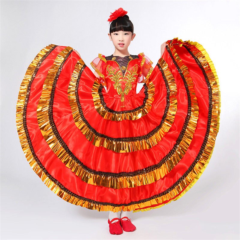 perform new pattern children Spain Big swing skirt Opening Big swing skirt show clothing stage dance Dancers clothingin the Women's clothing/Boutique , Costume/National costume/Stage costumes , National costume/Costumes  category - from Buy2taobao.com to provide professional Taobao agent buy service