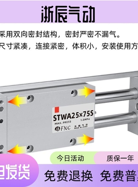 高精密滑台气缸CDPX2N/STWA/STWB 10/16/20/25/32-25/50/100带磁