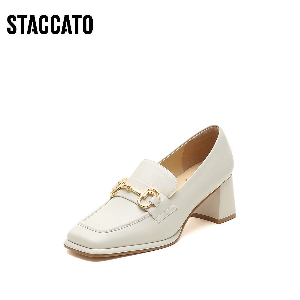 思加图秋季新款英伦风奶油鞋乐福鞋一脚蹬女皮鞋女生鞋子y7927ca2