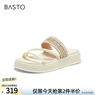 百思图2026夏季新款商场同款休闲拖时尚复古户外女鞋BV103BT6