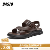 爸爸中年皮凉鞋 百思图2025夏商场新款 牛皮休闲男运动凉鞋 W2915BL5