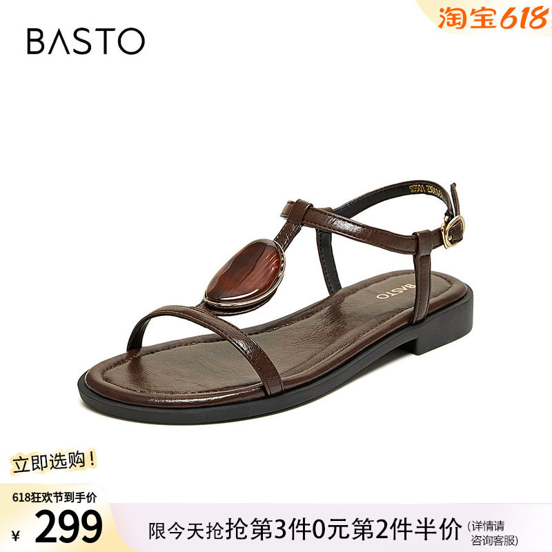 百思图2026夏季新款商场同款罗马凉鞋时尚复古潮流女鞋S5501BL6