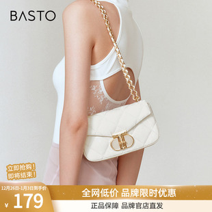 百思图春夏商场新款 通勤小香风菱格链条包单肩斜挎包女X3468CX4