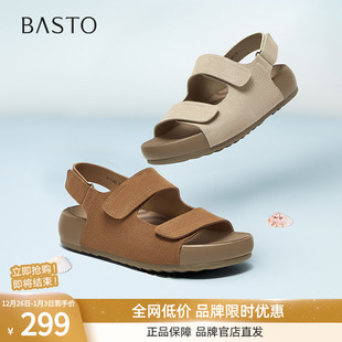 厚底女沙滩凉鞋 百思图2025夏季 运动凉鞋 休闲勃肯鞋 D7732BL5 新款