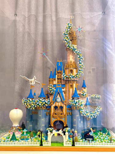 适用于新灰姑娘新款迪士尼城堡moc浪漫花园改装豪华樱花拓展包