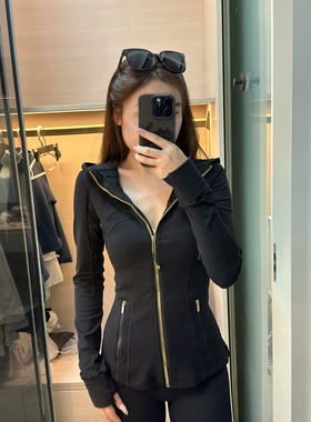 lu同款春秋瑜伽服Defina运动高弹力连帽外套防晒上衣修身显瘦夹克