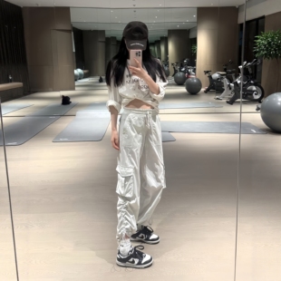 lu同款夏季工装裤Dance Studio女士轻薄透气速干运动休闲直筒长裤