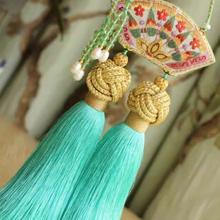 双面手绣吉祥纹饰手编高级感真丝流苏挂饰招财车挂饰居家挂饰精品