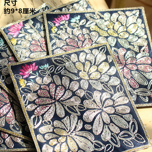 清货 手绣苏绣手工刺绣盘金绣花卉 9*8厘米方片绣片