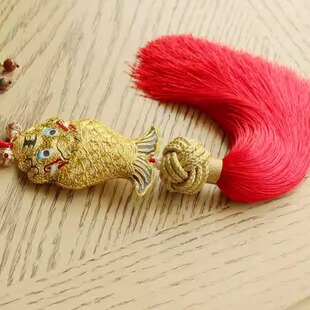 双面手绣金色海龙王手编高级感真丝流苏挂饰招财车挂饰居家挂饰