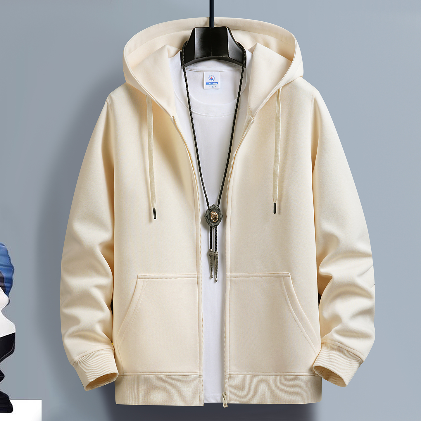 连帽卫衣男纯棉拉链开衫外套