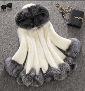 秋冬皮草外套女中长款 清仓仿貂毛仿狐狸毛领貂绒大衣 甩帽海宁反季