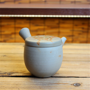 侧把急须 白泥藻挂日式 日本常滑烧已故名家 初代小西友仙50年前作