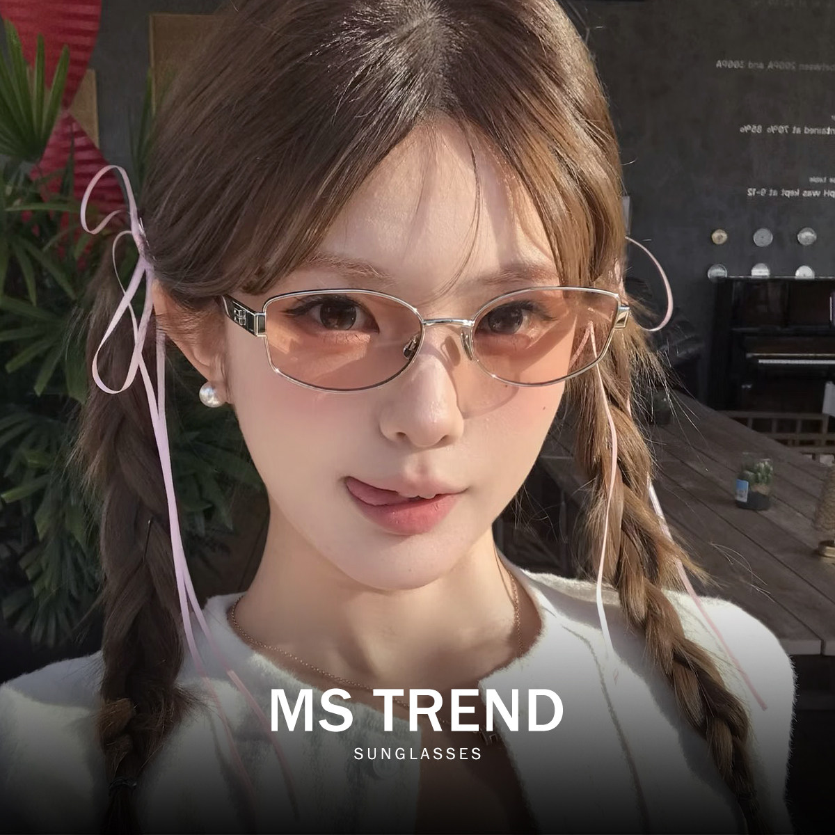 千金镜2026新款金属墨镜西柚粉色女款太阳眼镜防紫外线老钱风防晒