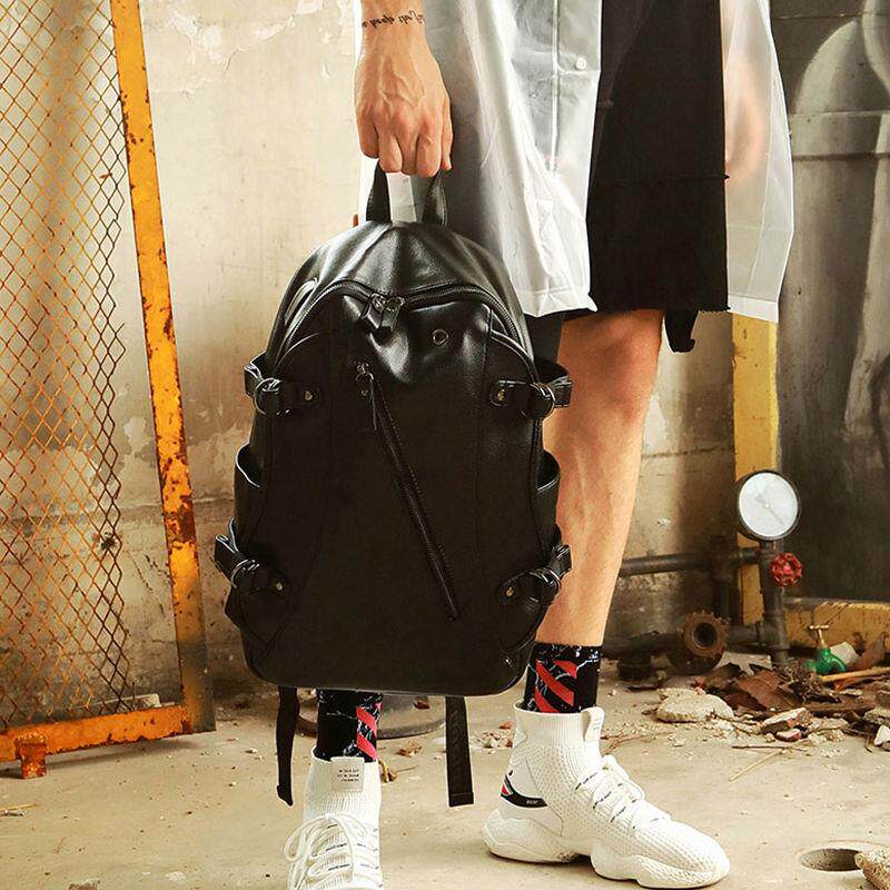 双肩包男包真皮质感男士背包时尚休闲防水充电女大学生校园书包