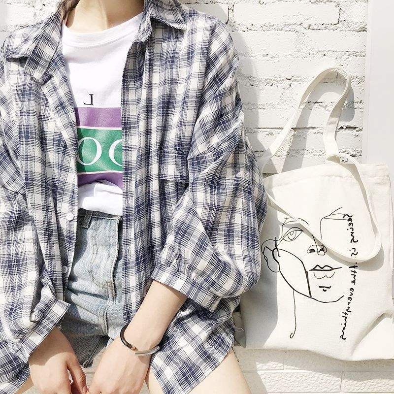 秋裝格子襯衫女學生韓版寬松bf長袖燈籠袖襯衣外套港風複古百搭女在類目 女裝/女士精品, 襯衫中 - 來自Buy2taobao.com提供專業的淘寶代購服務