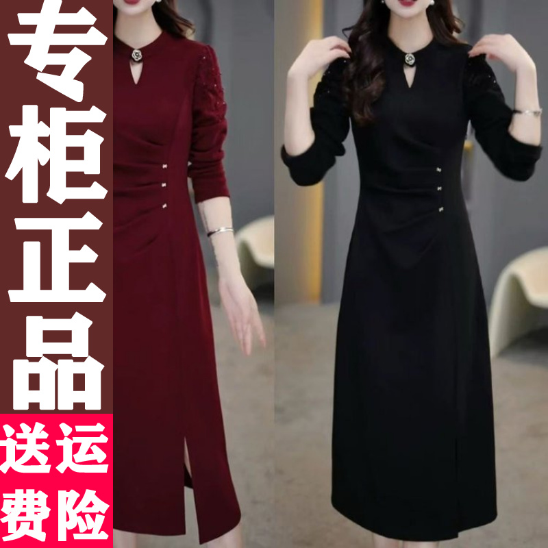 轻奢优雅开叉中长款连衣裙