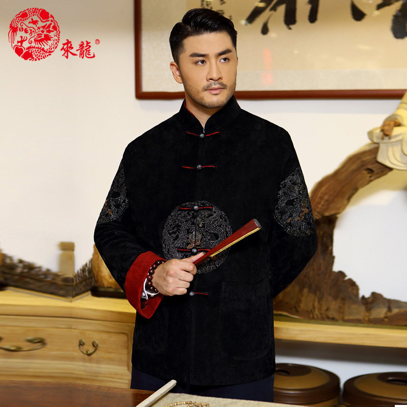来龙中老年唐装男秋冬装长袖中式礼服婚礼爸爸装汉服男中国风在类目 男装, 民族服装中 - 来自Buy2taobao.com提供专业的淘宝代购服务