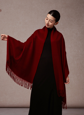 嫵WOO【礼赠推荐】大水波纹秋冬披肩高级感羊绒围巾两用型